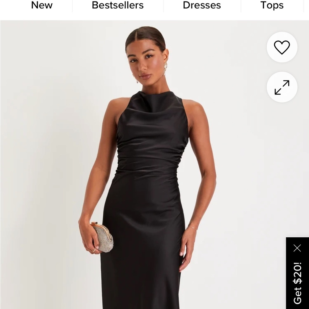 Lulus Effortlessly Sensational Black Satin Backless Dress - MIDI